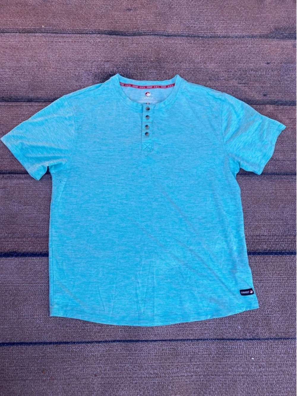 Canada Weather Gear short sleeve henley mens XL turquoise blue athletic shirt